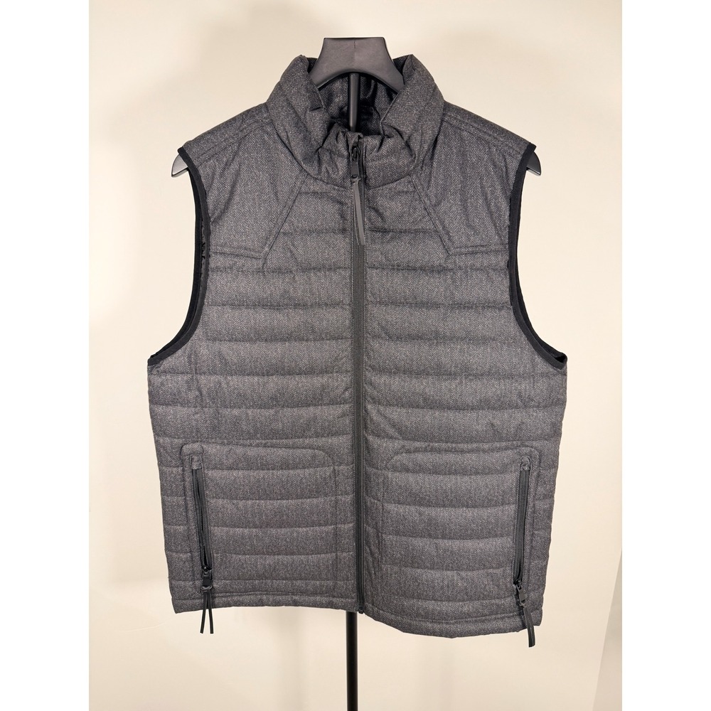 Moonshine Spirit Brad Paisley Mens Gray Herringbone Quilted Puffer Vest Large